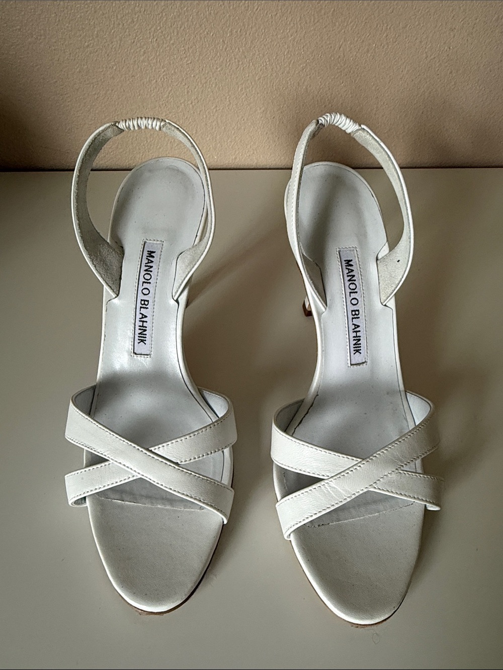 Manolo Blahnik White Callasli Leather Sandals 7 (37)